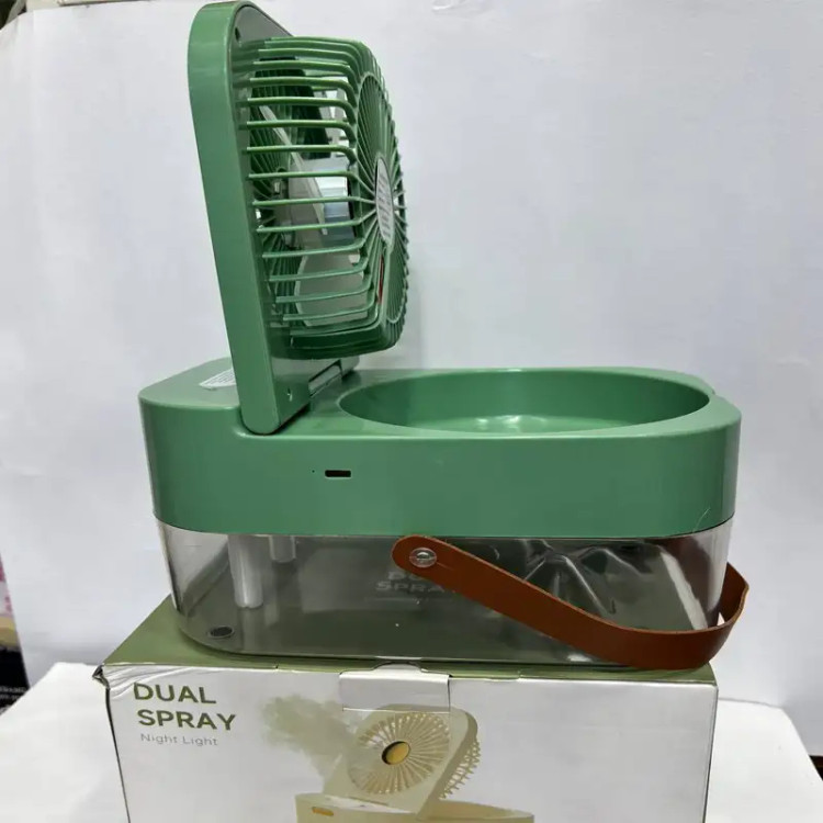 چرخش کولر شارژی 3 سرعته با اسپری دوتایی رطوبت ساز DUAL SPRAY